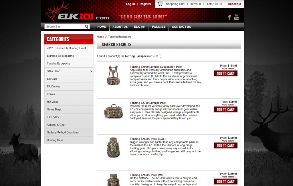 Elk 101 Tenzing Packs