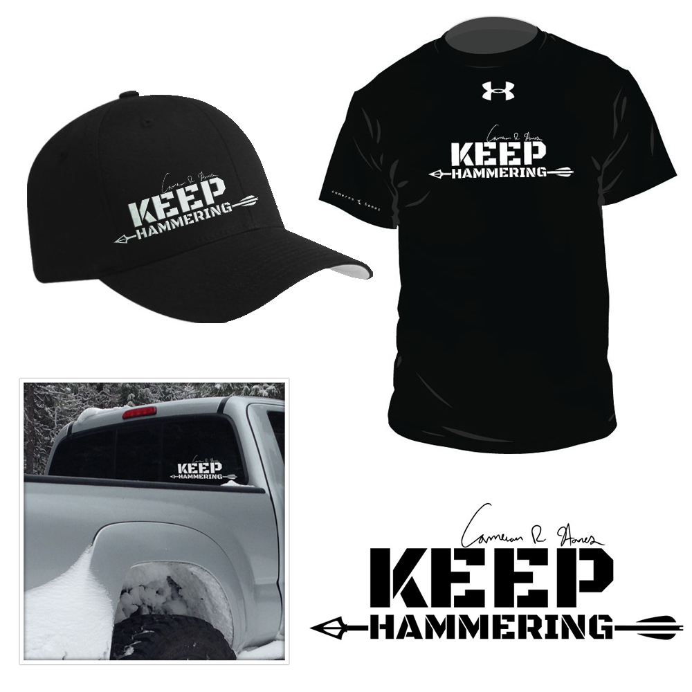 Cameron Hanes Keep Hammering Hunting T-Shirt Sticker Design | Outdoor  Advertising and Design Agency